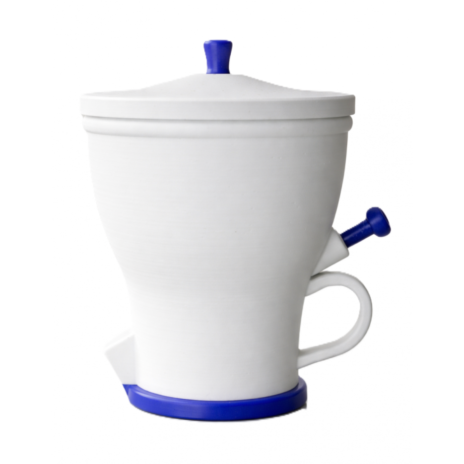 Delfts Blauwe Suikerpot &ndash; wit met blauwe schuif suikerpot