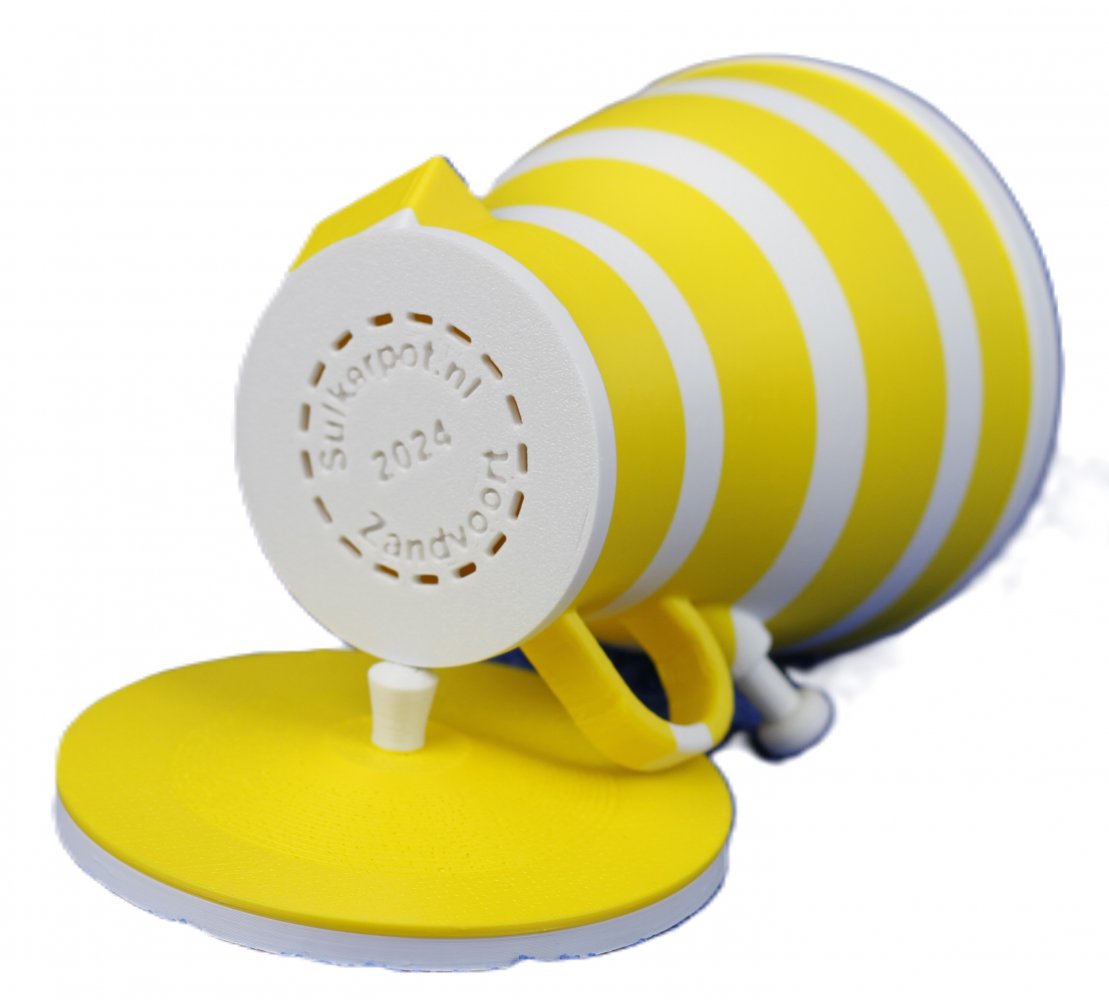 Zonnedeal – geel-witte suikerpot met een vleugje nostalgie